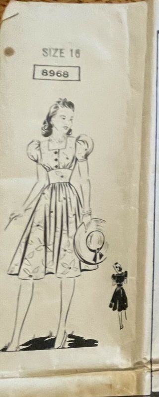 1930s? Vintage Sewing Pattern 8968 Dress Size16