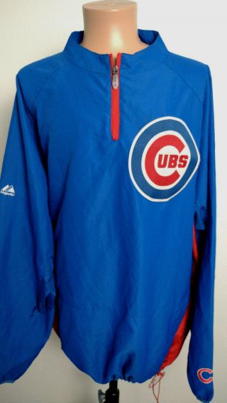 Majestic Chicago Cubs 1/4 Zip Pullover Dugout Jacket Mens 4xl Xxxxl