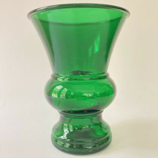 Vintage Napco Green Glass Vase Cleveland Oh Ohio Bell Mouth Usa Emerald