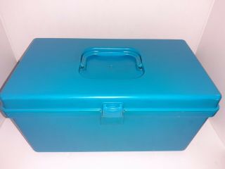 Vintage Wil - Hold Wilson Mfg Rare Blue Sewing Box Plastic & Tray Retro Case Usa