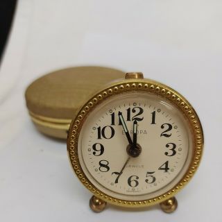 Europa 2 Jewels Clock With Case Mini Alarm Travel Clock Spares Germany