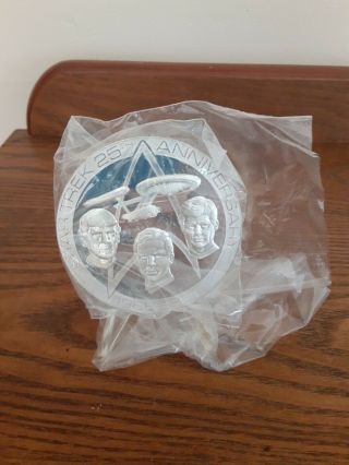 Vintage Star Trek 25th Anniversary.  925 Sterling Silver Calendar Medal Medallion