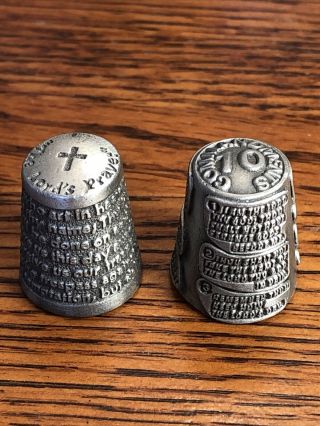 Thimbles Pewter 2 The Lords Prayer And 10 Commandments