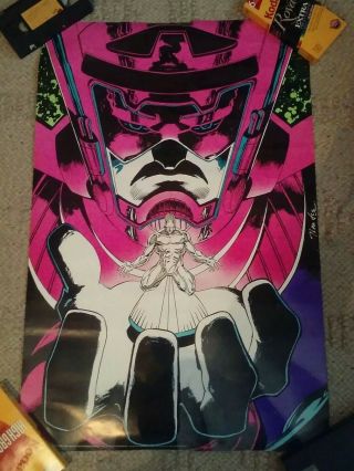 Silver Surfer & Galactus Marvel Entertainment Blacklight Poster 22 " X 34 " 1991