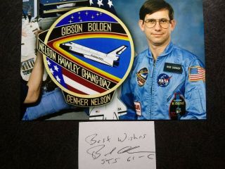 Robert Cenker (bob) Hand Signed Autograph Cut With 4x6 Photo - Nasa Astronaut