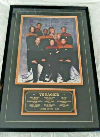 Rare Star Trek Voyager Full Cast 9 Autographed 11x14 Limited Ed 21/50 Framed