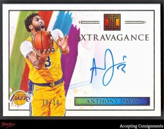 2020 - 21 Panini Impeccable Extravagance Autograph Anthony Davis 10/10 Lakers Auto