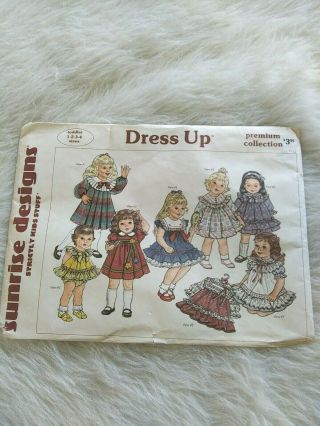 Vintage Sunrise Designs Toddler 1 2 3 4 Sizes Little Girl Dresses Sewing Pattern