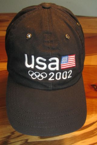2002 Usa Winter Olympics Adult Baseball Cap,  Hat,  Black,  Roots,  Strapback,  Euc