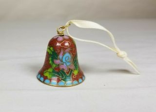 Chinese Enamel Cloisonne Bell Flowers Miniature Red Blue Green Pink Vintage 1 "