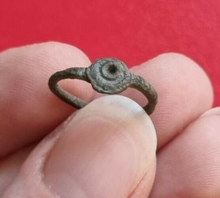 Medieval / Viking Childs Ring Decorated Bronze Antique Metal Detecting Find (4)