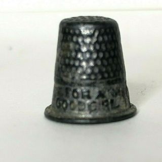 Vintage Childs Thimble Stamped For A Good Girl 14 X 14 Mm