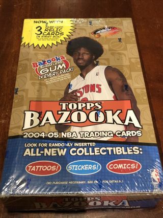 2004 - 05 Topps Bazooka Hobby Basketball Wax Box W 3 Relics Lebron 2nd Year