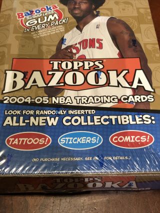 2004 - 05 Topps Bazooka Hobby Basketball Wax Box w 3 Relics LeBron 2nd Year 2