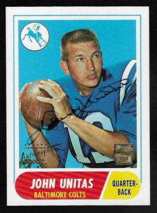 2000 Topps Johnny Unitas Colts On Card Hof Autograph