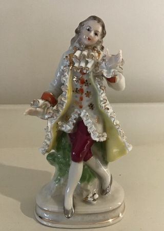 Vintage Gentleman Dandy Figurine Porcelain Hand Painted Vgc
