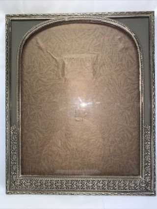 Vintage Antique Silver Tone 9x11 Picture Frame W/ Glass And Velvet Backing Usa