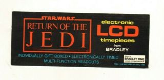 Bradley Return Of The Jedi Lcd Watch Store Display Head Card 1983