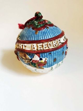 Vintage Fitz & Floyd Hand Painted Ceramic Christmas Ornament Twas The Night