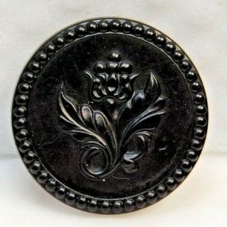 Antique Vtg Button Scarce Goodyear Rubber Victorian Flower 1851 J8