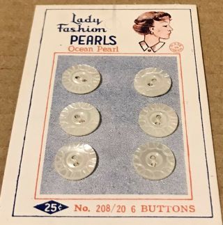 Pretty Lady Fashion Pearls Set 6 Carved Flower Mother Of Pearl Mop Buttons 1/2”