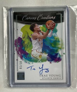 2020 - 21 Panini Impeccable Canvas Creations /10 Trae Young Cc - Try Auto