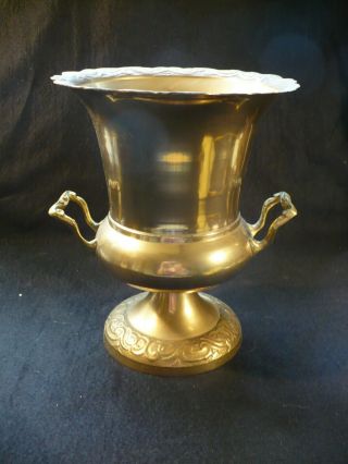 Vintage Brass Champagne Or Wine Ice Bucket Vase Urn With Handles