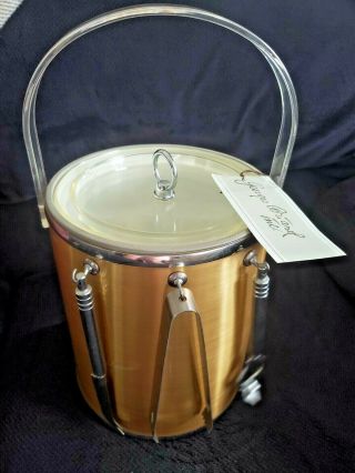 Mcm W/tag Attached Georges Briard Vintage Ice Bucket W/tools 5 Quart Acrylic