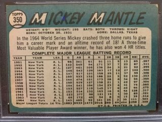 MICKEY MANTLE 1965 Topps 350 HOF York Yankees PSA 3 VG authentic PSA3 grade 3