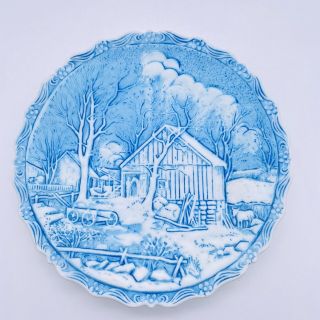 Fenton Embossed 8” Collector’s Plate 1980 The Old Homestead In Winter Signed