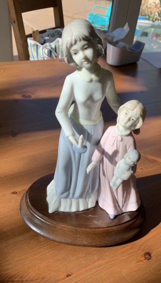 1984 Arnart Imports Mother & Daughter Porcelain Music Box Figure
