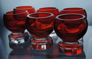 Art Deco Bohemian Selenium Ruby Glass Decanter/ Carafe Set by Josef Riedel 3