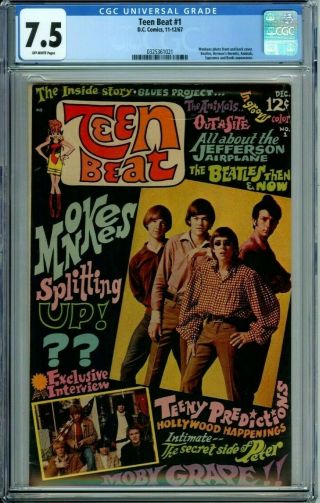 Teen Beat 1 Cgc 7.  5 Monkees Beatles Animals Dc Silver Age Comics 1967 Case