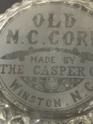 ETCHED CASPER WINSTON NC OLD CORN WHISKEY DECANTER BOTTLE NORTH CAROLINA 2