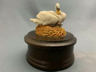 Country Artists Miniature Swan On Trinket Box Bird Figure.  Made In England.
