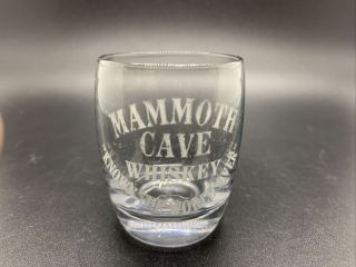 Pre Prohibition Etched Shot Glass Mammoth Cave Whiskey Kentucky