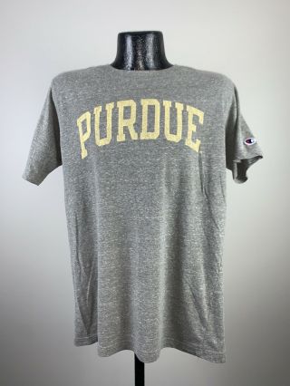 Men’s Champion Gray Purdue Boilermakers Cotton Short - Sleeve College Tee Large