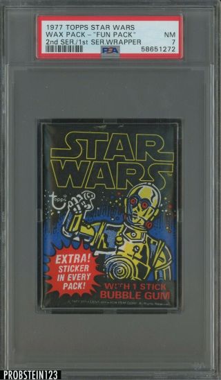 1977 Topps Star Wars Wax Pack 2nd 1st Series Wrapper Fun Pack Psa 7 Nm