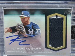 2018 Topps Dynasty Russell Wilson Auto Game Jersey Patch 9/10 Yankees U841