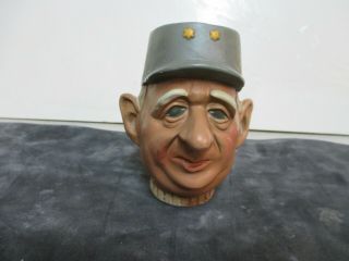 Vintage Ceramic Figural Head Wine Liquor Bottle Cork Stoppers - De Gaulle