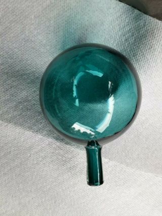 3 1/2 " Teal Handblown Glass Decanter Stopper Blenko Empoli
