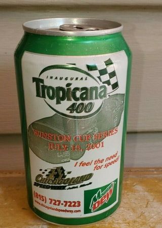 Nascar Chicagoland Speedway Inaugural Tropicana 400 2001 Full Mountain Dew Can,