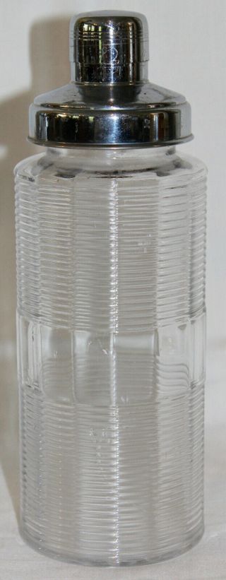 Antique Molded Ribbed Glass & Silver Plate Cocktail Shaker