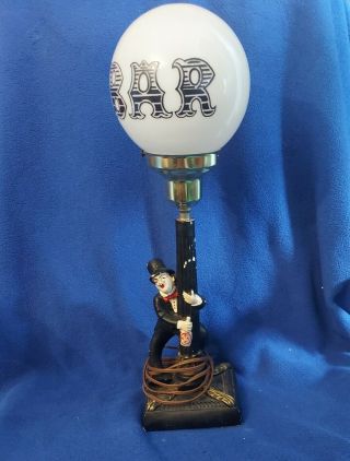 Vintage Charlie Chaplin Bar Lamp Chalkware Hobo Light Drunk Leaning Post 19 Inch