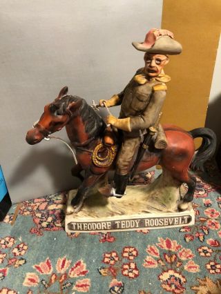 Theodore Teddy Roosevelt Pancho Villa Imported Tequila Decanter Empty