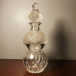 Antique/vintage Clear Crystal Glass Decanter W/ Hourglass Shape Gorgeous