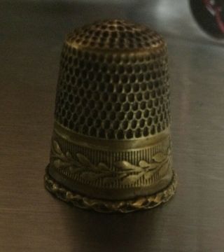 Vintage Brass Thimble Dimpled And Scroll Engraved With " England "
