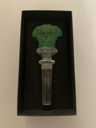 Versace Rosenthal Medusa Head Crystal Decanter Wine Bottle Stopper Green