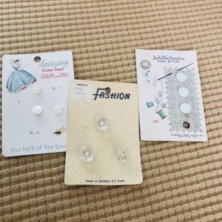 Vintage Buttons On Cards,  Pearl Or Rhinestone,  Germany Or Usa Antique - 3 Packs