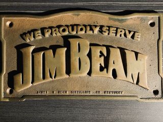 Jim Beam Brass Sign - Wall/bar Mount - Rare Heavy 1980’s